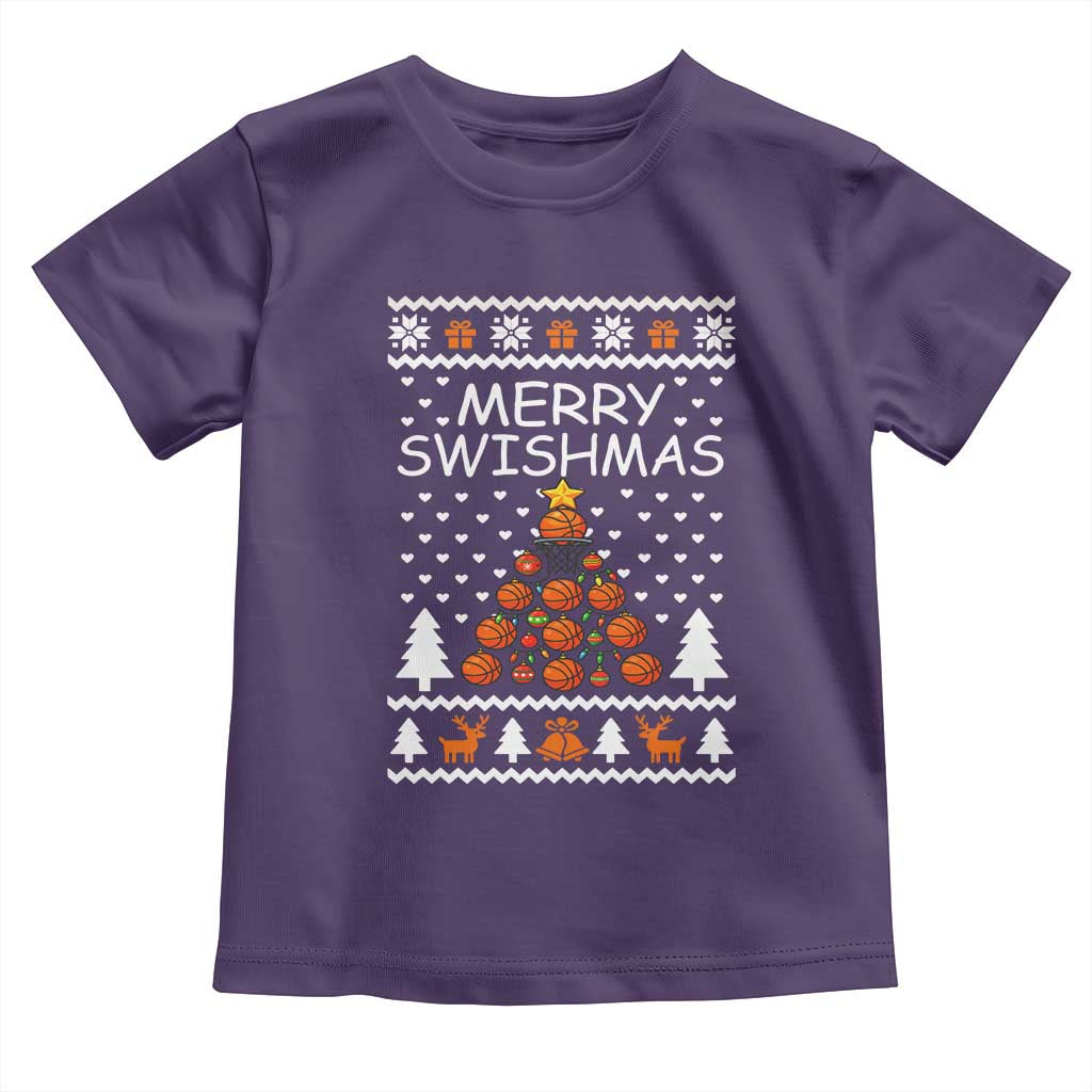 Basketball Merry Swishmas Toddler T Shirt Christmas Tree Sports TS12 Purple Print Your Wear