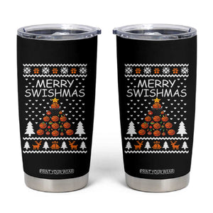 Basketball Merry Swishmas Tumbler Cup Christmas Tree Sports TS12 Black Print Your Wear