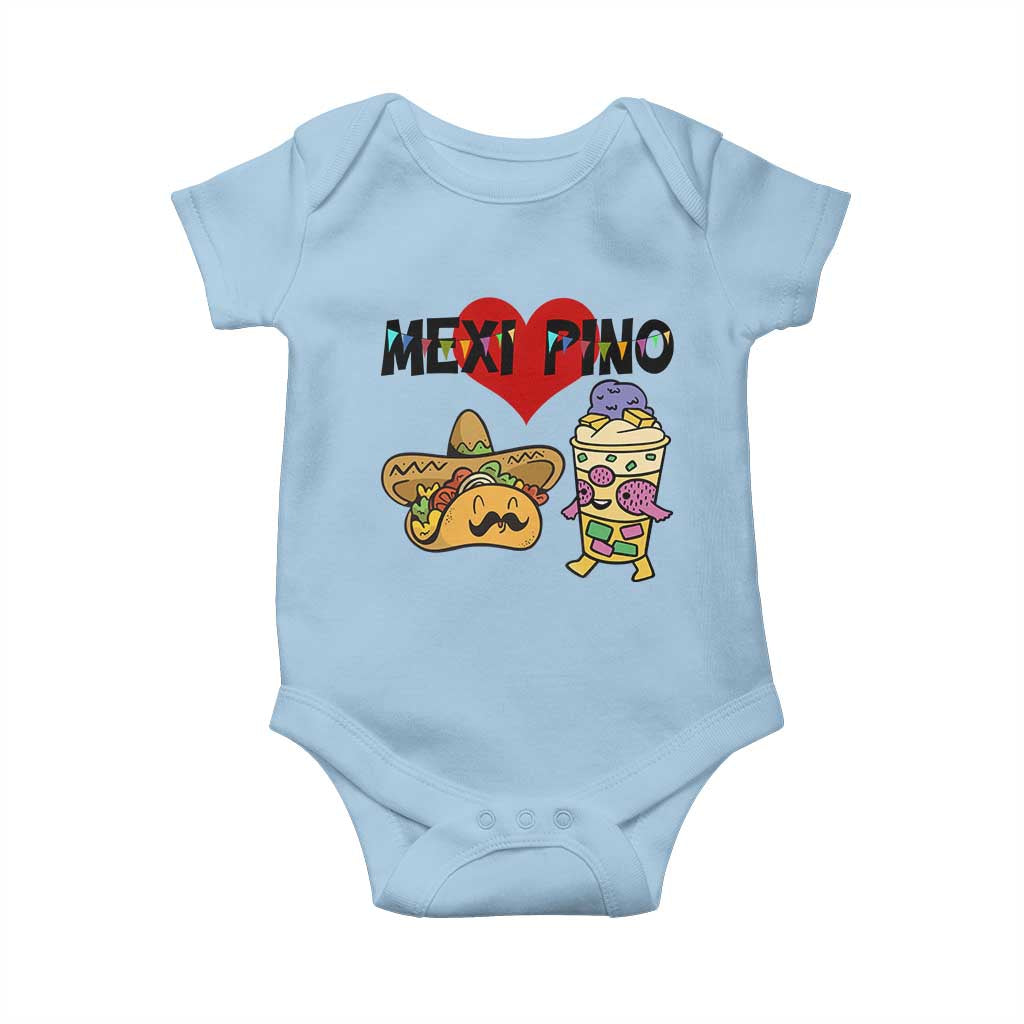 Mexican Filipino Food Lover Baby Onesie Tacos Lover And Halo Halo TS12 Light Blue Print Your Wear