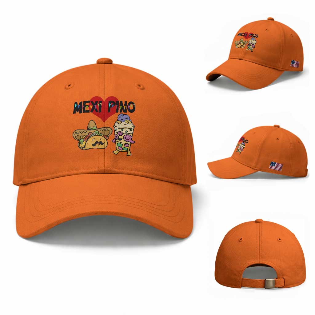 Mexican Filipino Food Lover Baseball Cap Tacos Lover And Halo Halo TS12 Baseball Cap Universal Fit Orange Print Your Wear