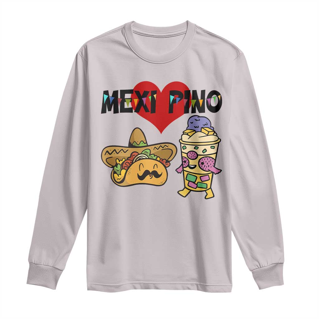Mexican Filipino Food Lover Long Sleeve Shirt Tacos Lover And Halo Halo TS12 Ice Gray Print Your Wear