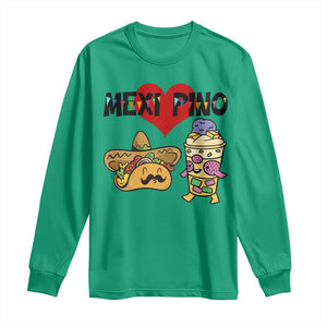 Mexican Filipino Food Lover Long Sleeve Shirt Tacos Lover And Halo Halo TS12 Irish Green Print Your Wear