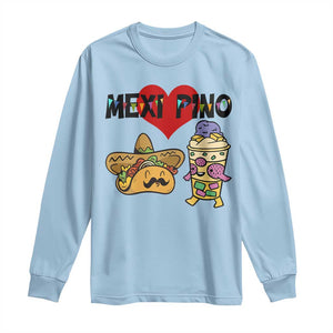 Mexican Filipino Food Lover Long Sleeve Shirt Tacos Lover And Halo Halo TS12 Light Blue Print Your Wear