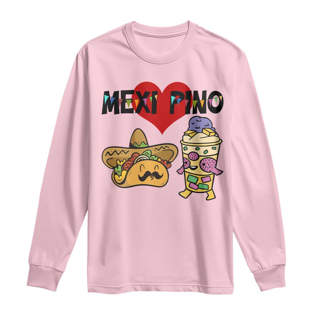 Mexican Filipino Food Lover Long Sleeve Shirt Tacos Lover And Halo Halo TS12 Light Pink Print Your Wear