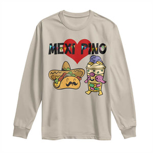 Mexican Filipino Food Lover Long Sleeve Shirt Tacos Lover And Halo Halo TS12 Sand Print Your Wear