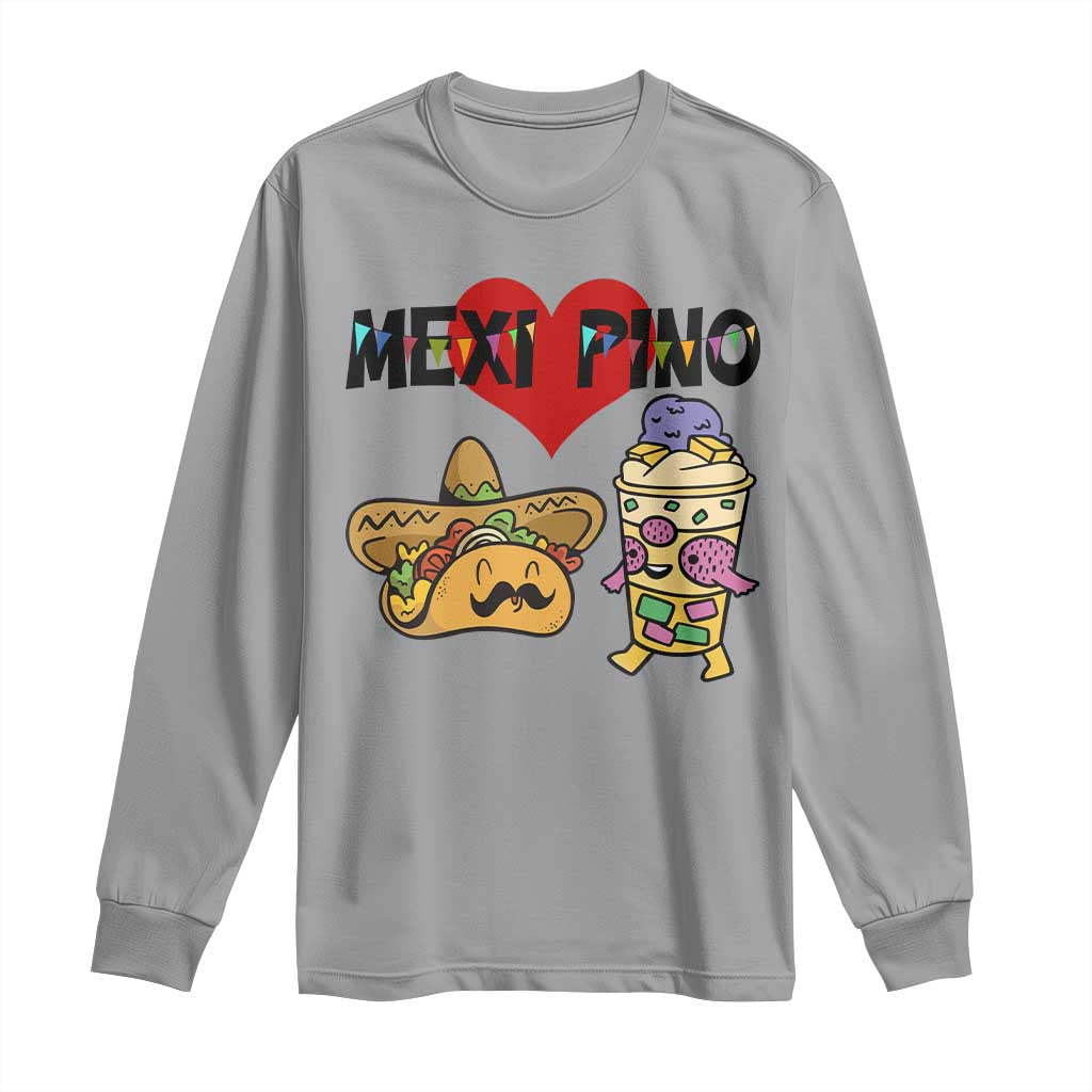 Mexican Filipino Food Lover Long Sleeve Shirt Tacos Lover And Halo Halo TS12 Sport Gray Print Your Wear
