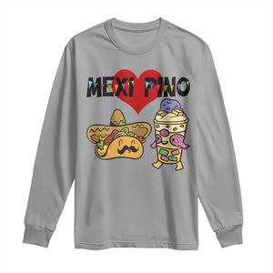 Mexican Filipino Food Lover Long Sleeve Shirt Tacos Lover And Halo Halo TS12 Sport Gray Print Your Wear