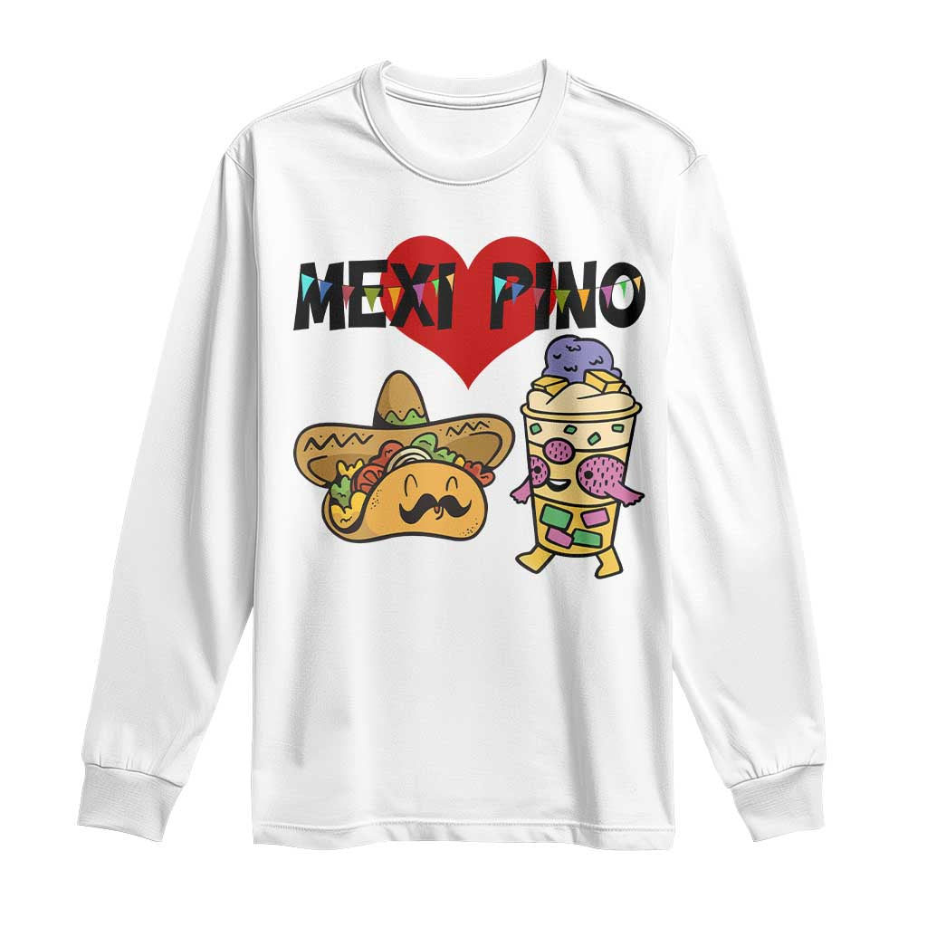 Mexican Filipino Food Lover Long Sleeve Shirt Tacos Lover And Halo Halo TS12 White Print Your Wear