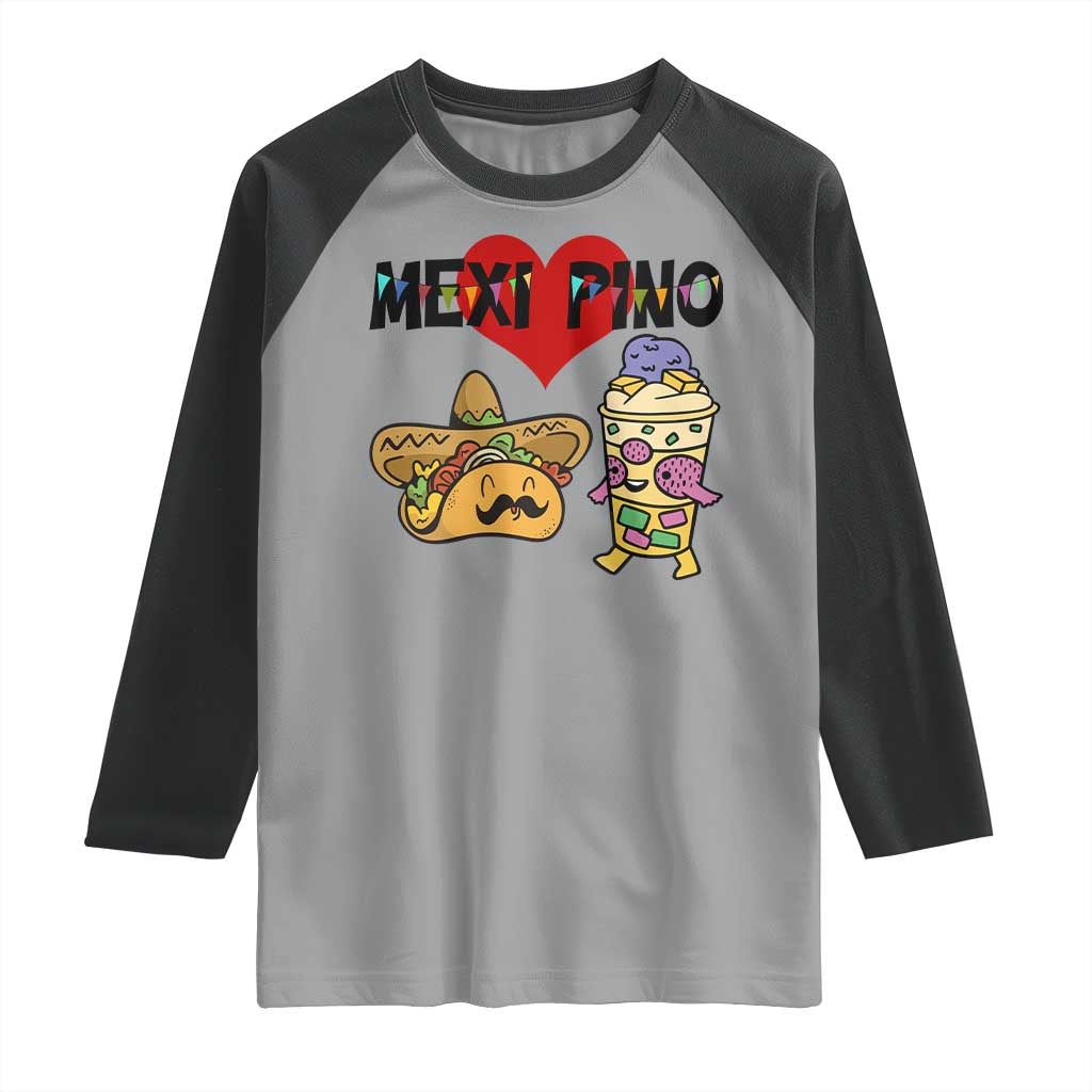 Mexican Filipino Food Lover Raglan Shirt Tacos Lover And Halo Halo TS12 Sport Gray Black Print Your Wear