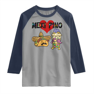 Mexican Filipino Food Lover Raglan Shirt Tacos Lover And Halo Halo TS12 Sport Gray Navy Print Your Wear