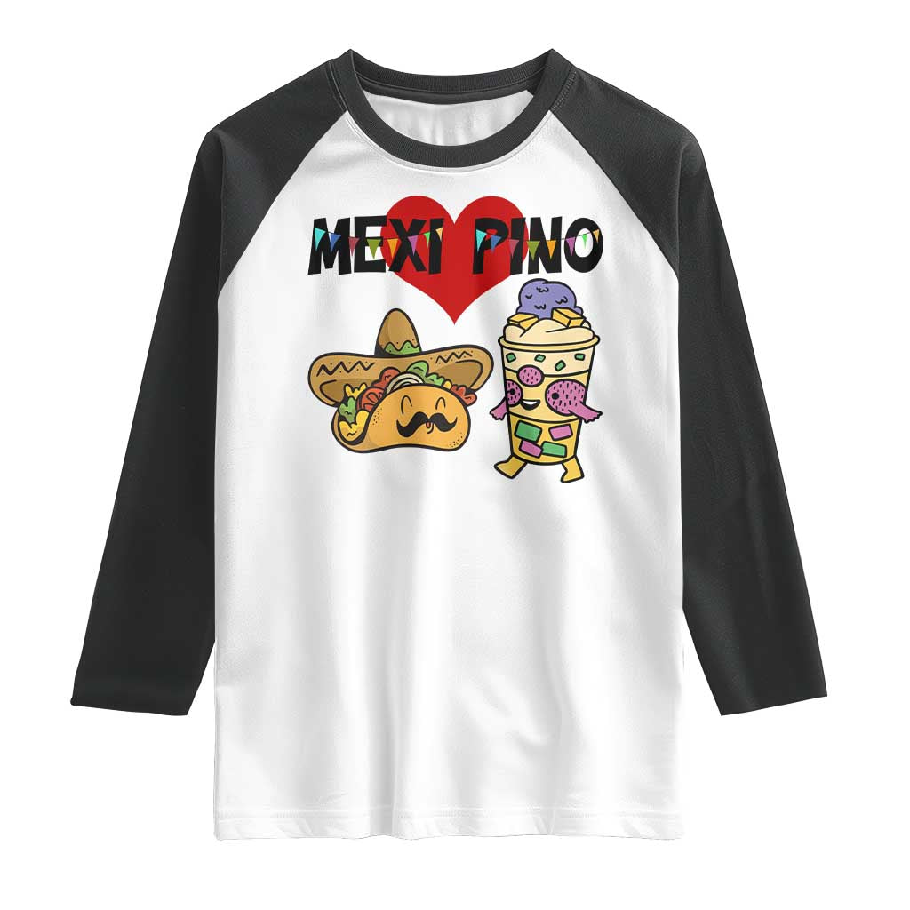 Mexican Filipino Food Lover Raglan Shirt Tacos Lover And Halo Halo TS12 White Black Print Your Wear