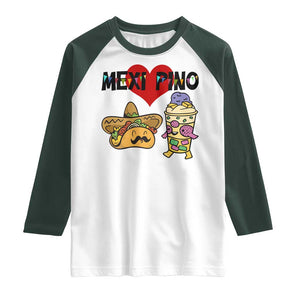 Mexican Filipino Food Lover Raglan Shirt Tacos Lover And Halo Halo TS12 White Dark Forest Green Print Your Wear