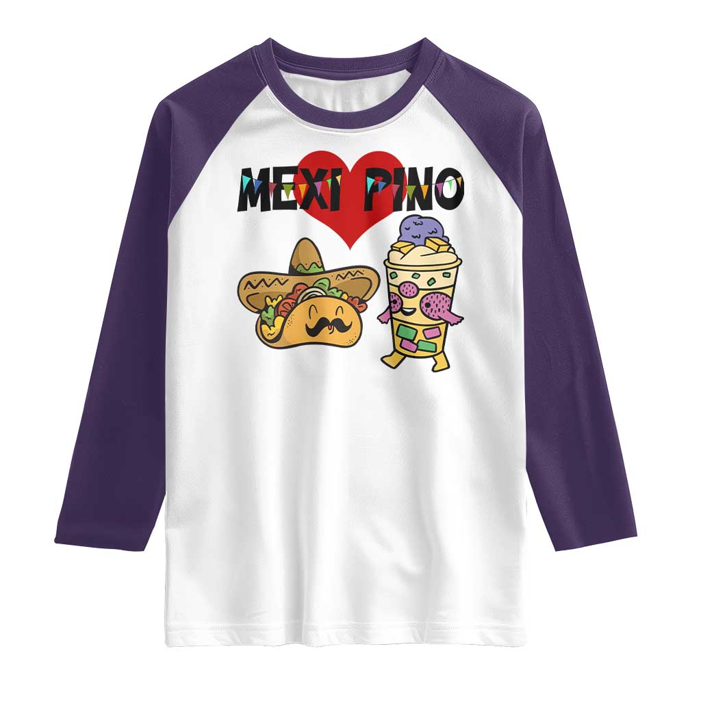 Mexican Filipino Food Lover Raglan Shirt Tacos Lover And Halo Halo TS12 White Purple Print Your Wear