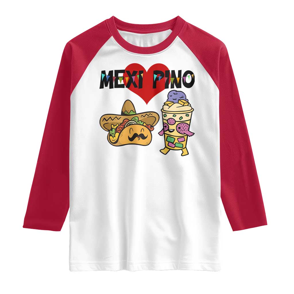 Mexican Filipino Food Lover Raglan Shirt Tacos Lover And Halo Halo TS12 White Red Print Your Wear