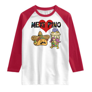 Mexican Filipino Food Lover Raglan Shirt Tacos Lover And Halo Halo TS12 White Red Print Your Wear