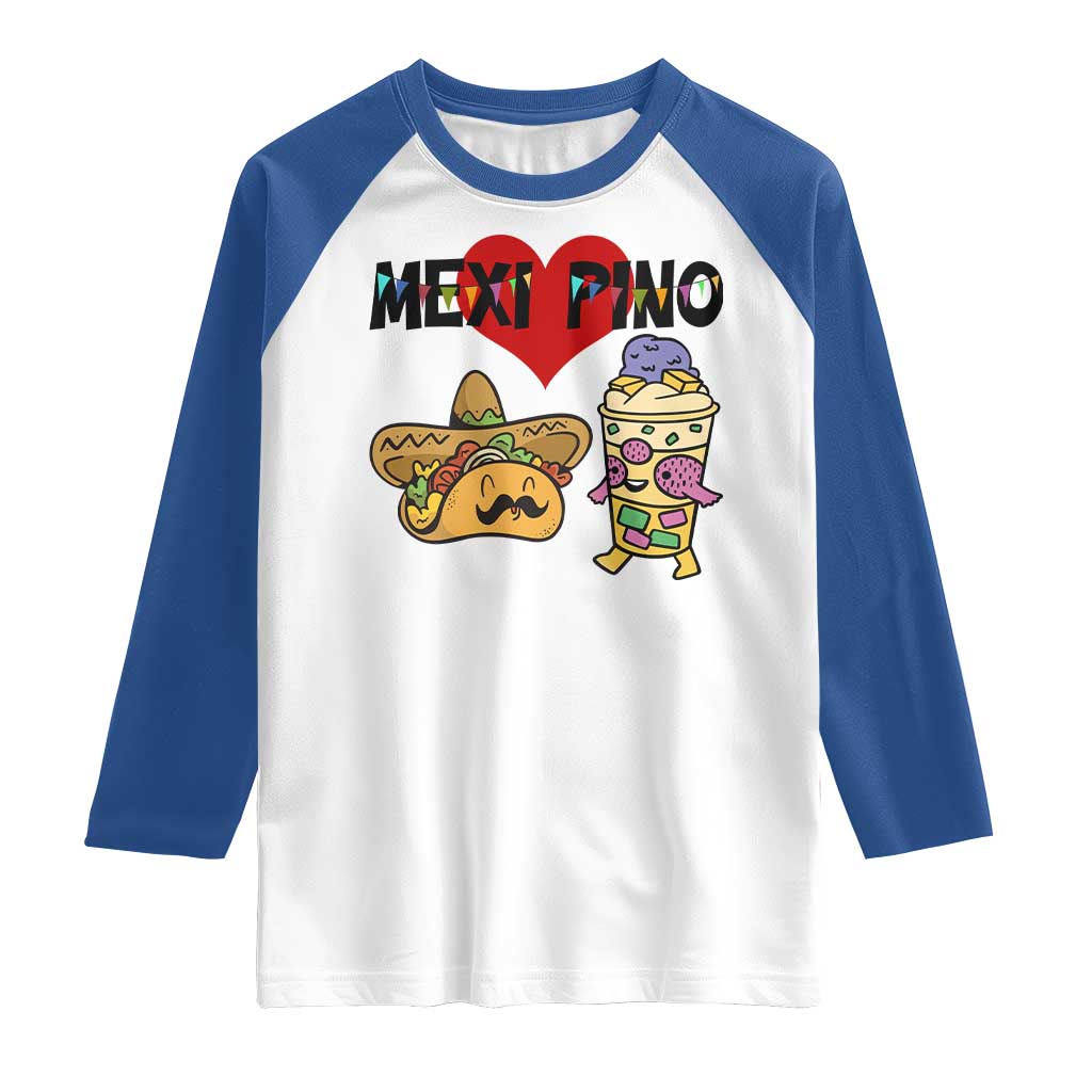 Mexican Filipino Food Lover Raglan Shirt Tacos Lover And Halo Halo TS12 White Royal Print Your Wear