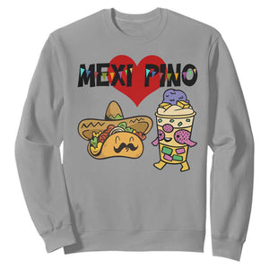 Mexican Filipino Food Lover Sweatshirt Tacos Lover And Halo Halo TS12 Sport Gray Print Your Wear
