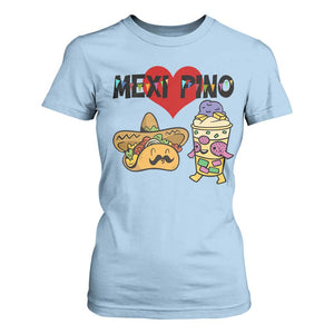 Mexican Filipino Food Lover T Shirt For Women Tacos Lover And Halo Halo TS12 Light Blue Print Your Wear