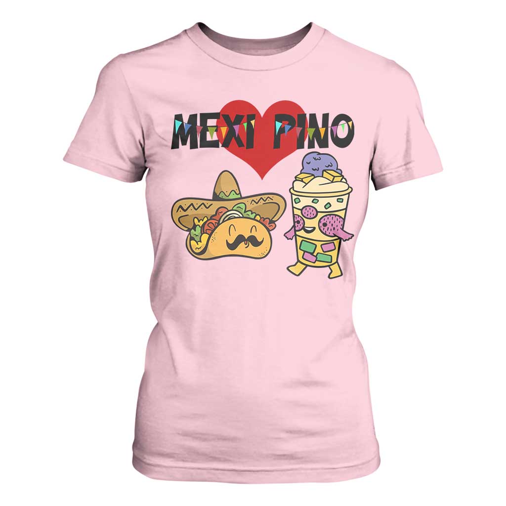 Mexican Filipino Food Lover T Shirt For Women Tacos Lover And Halo Halo TS12 Light Pink Print Your Wear