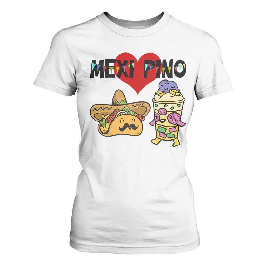 Mexican Filipino Food Lover T Shirt For Women Tacos Lover And Halo Halo TS12 White Print Your Wear