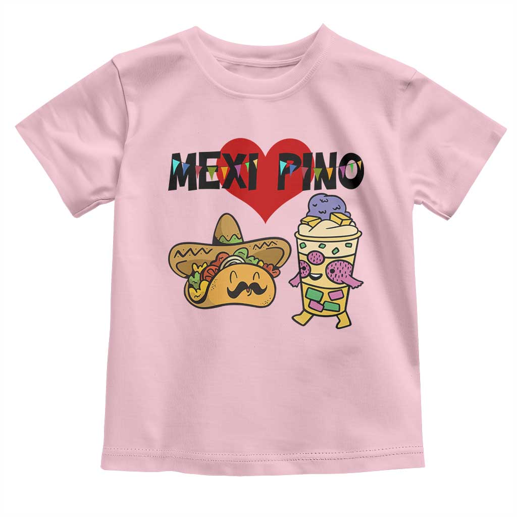 Mexican Filipino Food Lover Toddler T Shirt Tacos Lover And Halo Halo TS12 Light Pink Print Your Wear