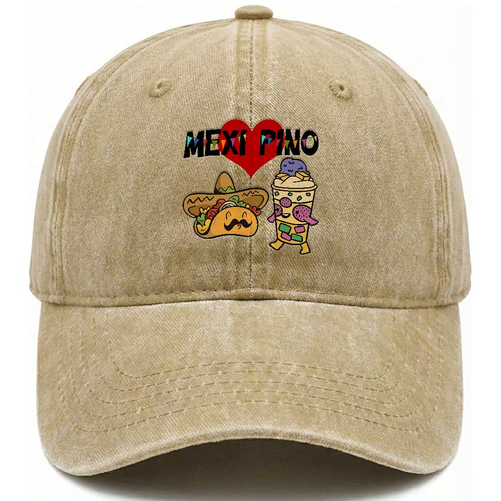Mexican Filipino Food Lover Washed Cotton Baseball Cap Tacos Lover And Halo Halo TS12 Print Your Wear