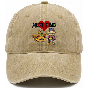 Mexican Filipino Food Lover Washed Cotton Baseball Cap Tacos Lover And Halo Halo TS12 Print Your Wear