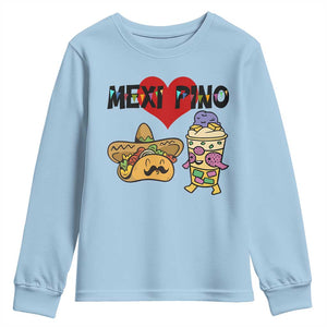 Mexican Filipino Food Lover Youth Sweatshirt Tacos Lover And Halo Halo TS12 Light Blue Print Your Wear