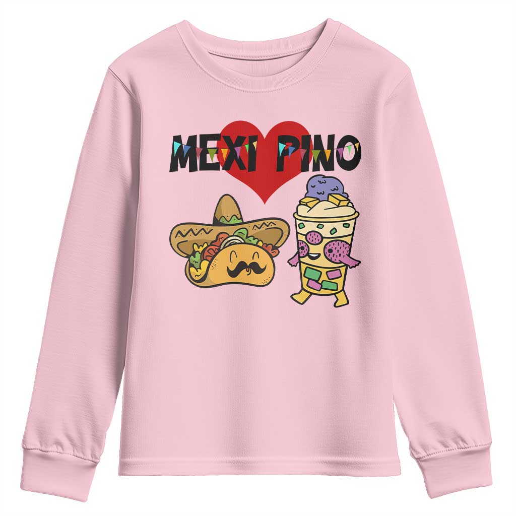 Mexican Filipino Food Lover Youth Sweatshirt Tacos Lover And Halo Halo TS12 Light Pink Print Your Wear