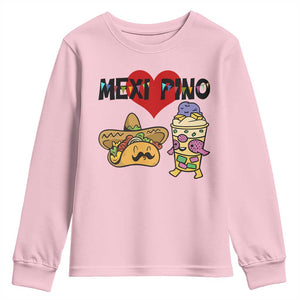 Mexican Filipino Food Lover Youth Sweatshirt Tacos Lover And Halo Halo TS12 Light Pink Print Your Wear