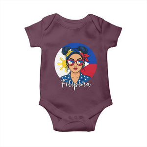 Philippines Girl Filipina Baby Onesie Flag Filipino Pride TS12 Maroon Print Your Wear