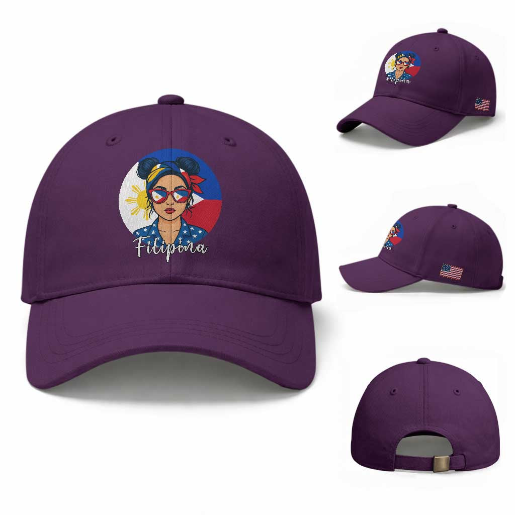 Philippines Girl Filipina Baseball Cap Flag Filipino Pride TS12 Baseball Cap Universal Fit Purple Print Your Wear