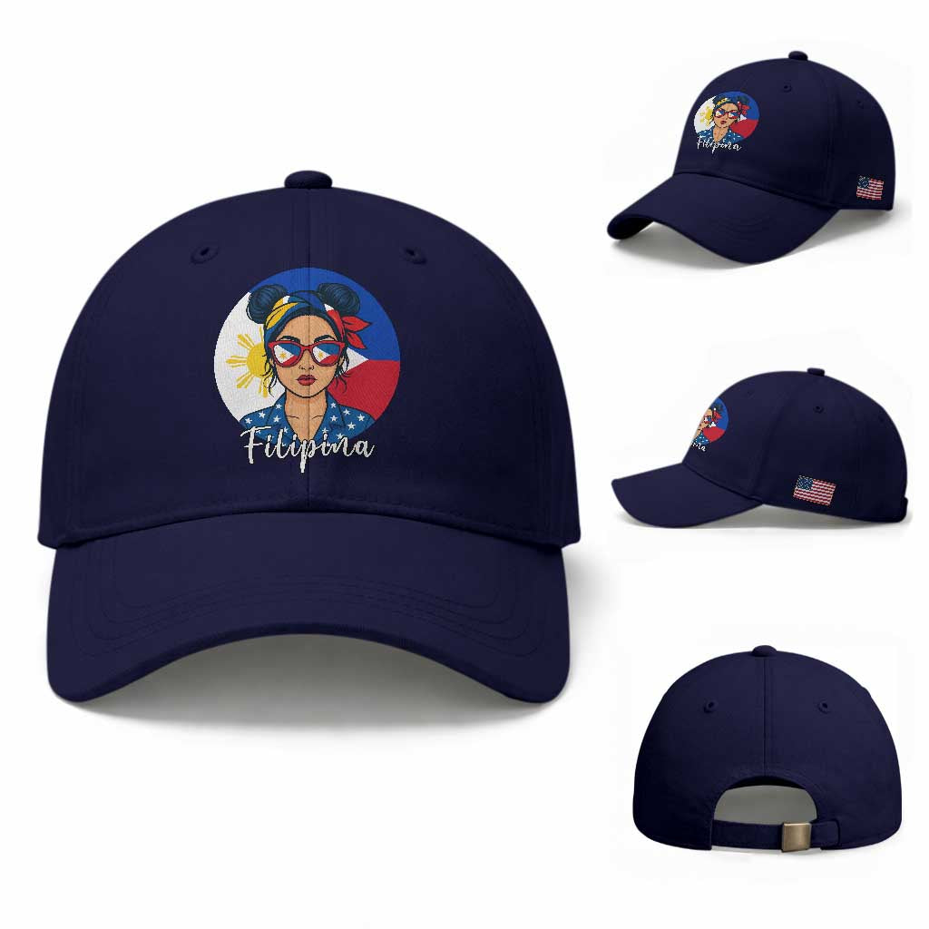 Philippines Girl Filipina Baseball Cap Flag Filipino Pride TS12 Baseball Cap Universal Fit Dark Blue Print Your Wear