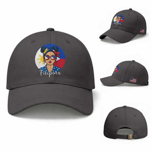 Philippines Girl Filipina Baseball Cap Flag Filipino Pride TS12 Baseball Cap Universal Fit Dark Gray Print Your Wear