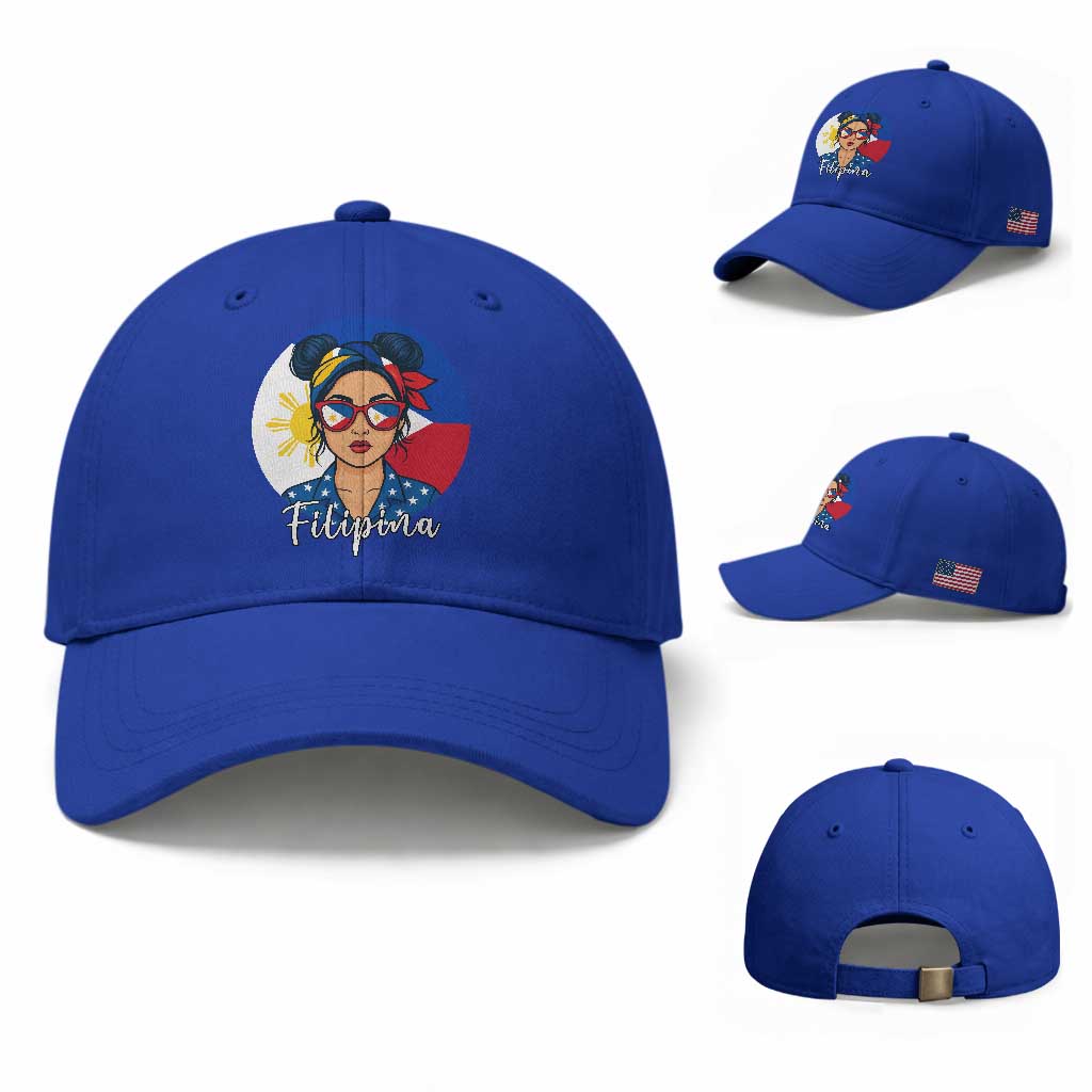 Philippines Girl Filipina Baseball Cap Flag Filipino Pride TS12 Baseball Cap Universal Fit Royal Blue Print Your Wear
