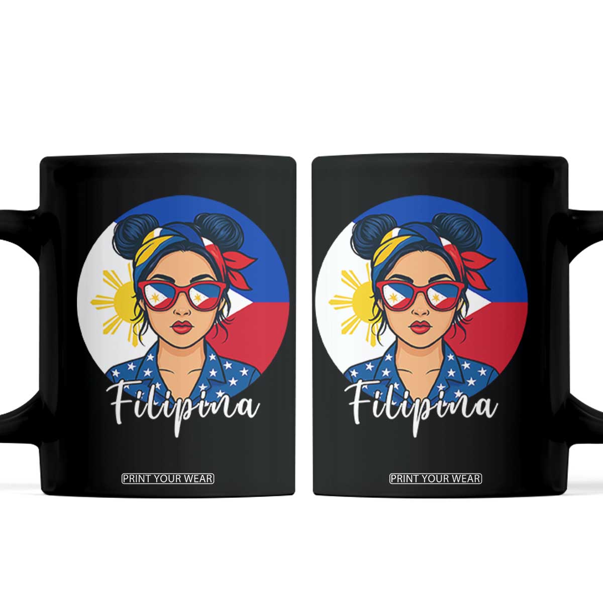 Philippines Girl Coffee Mug Filipina Philippines Flag Filipino Pride TS12 Black Print Your Wear