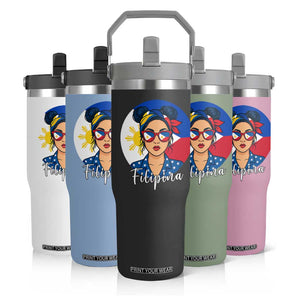 Philippines Girl Flip Straw Tumbler Filipina Philippines Flag Filipino Pride TS12 Print Your Wear