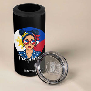 Philippines Girl 4 in 1 Can Cooler Tumbler Filipina Philippines Flag Filipino Pride TS12 Print Your Wear