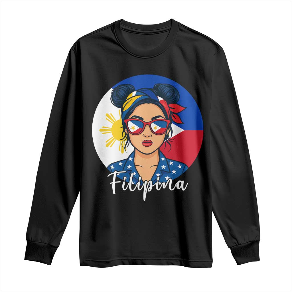Philippines Girl Filipina Long Sleeve Shirt Flag Filipino Pride TS12 Black Print Your Wear