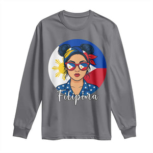 Philippines Girl Filipina Long Sleeve Shirt Flag Filipino Pride TS12 Charcoal Print Your Wear