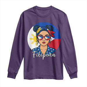 Philippines Girl Filipina Long Sleeve Shirt Flag Filipino Pride TS12 Purple Print Your Wear