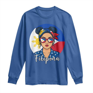 Philippines Girl Filipina Long Sleeve Shirt Flag Filipino Pride TS12 Royal Blue Print Your Wear