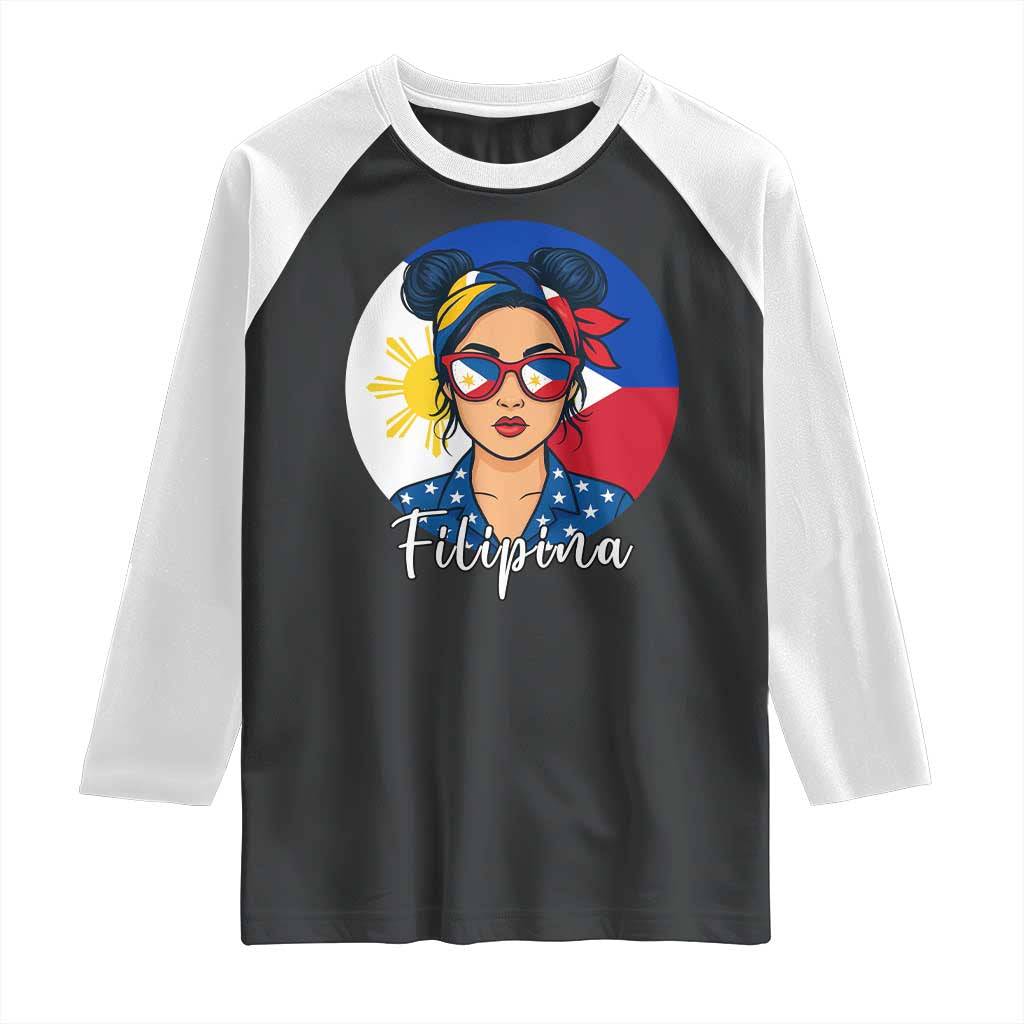 Philippines Girl Raglan Shirt Filipina Philippines Flag Filipino Pride TS12 Black White Print Your Wear