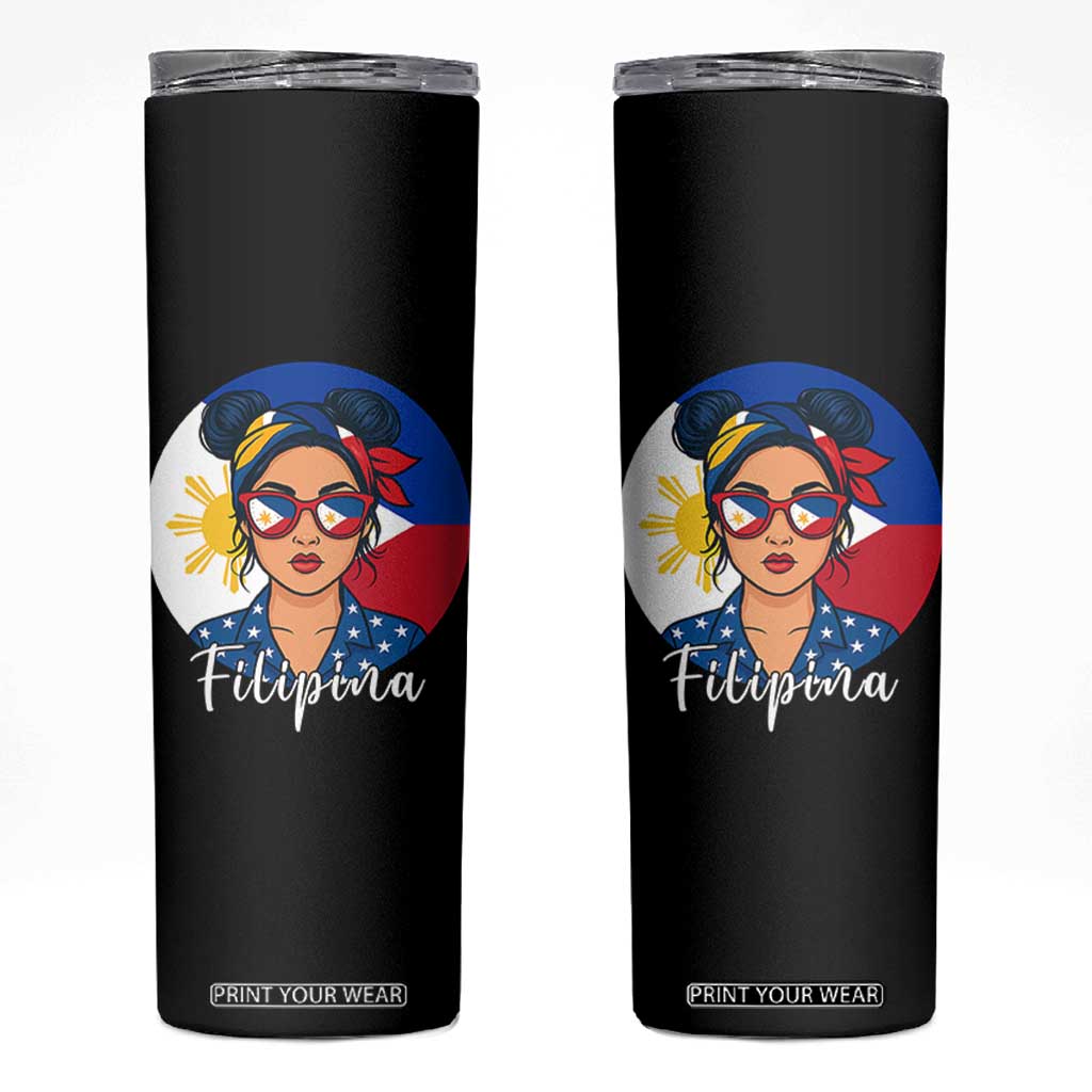 Philippines Girl Skinny Tumbler Filipina Philippines Flag Filipino Pride TS12 Black Print Your Wear