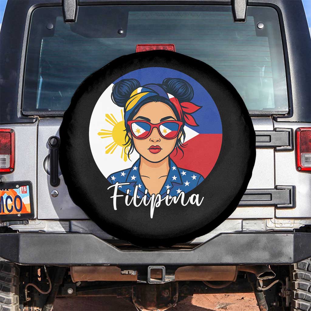 Philippines Girl Spare Tire Cover Filipina Philippines Flag Filipino Pride TS12 No hole Black Print Your Wear