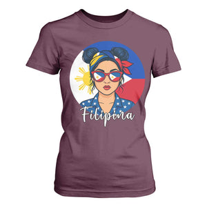 Philippines Girl Filipina T Shirt For Women Flag Filipino Pride TS12 Maroon Print Your Wear