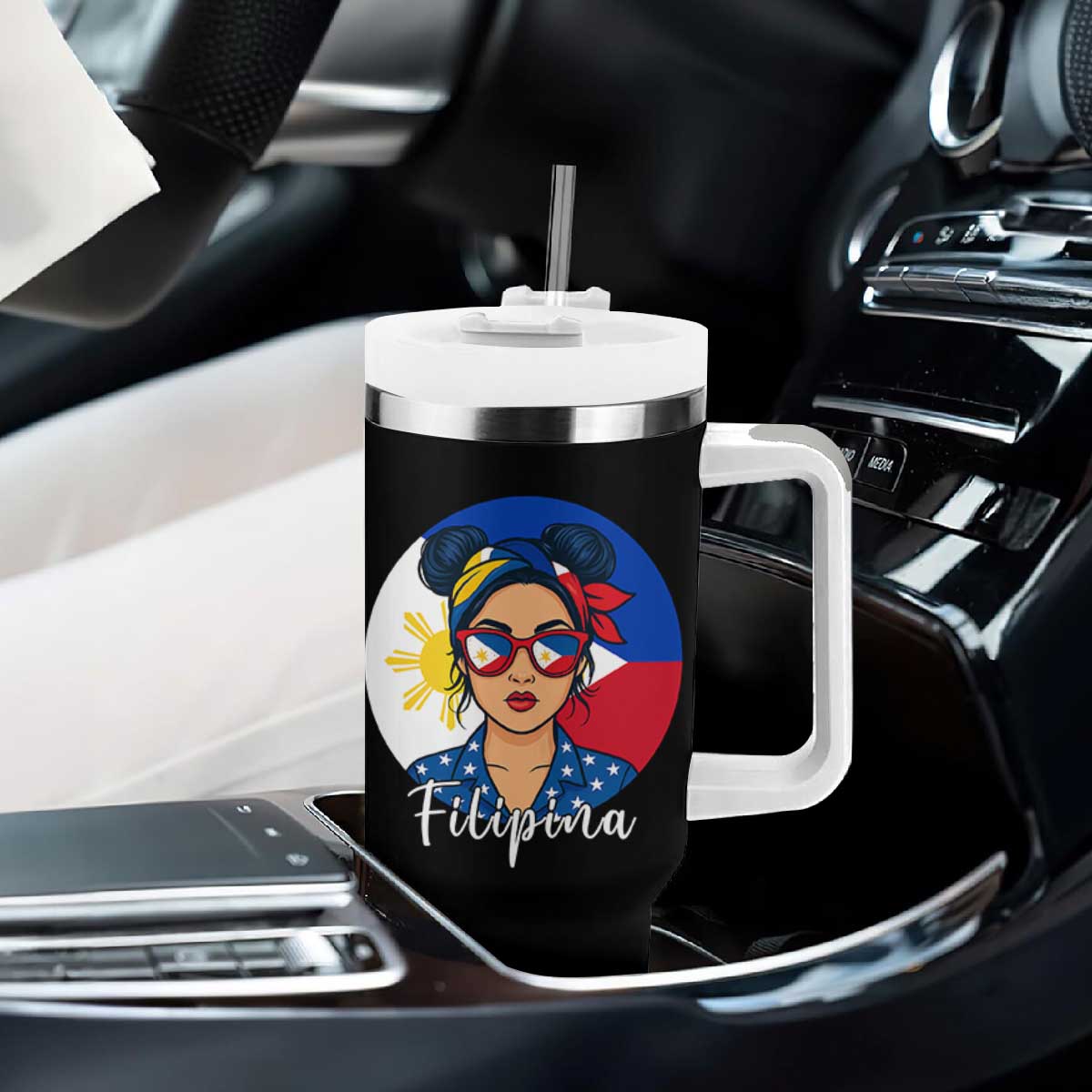 Philippines Girl Tumbler With Handle Filipina Philippines Flag Filipino Pride TS12 Print Your Wear