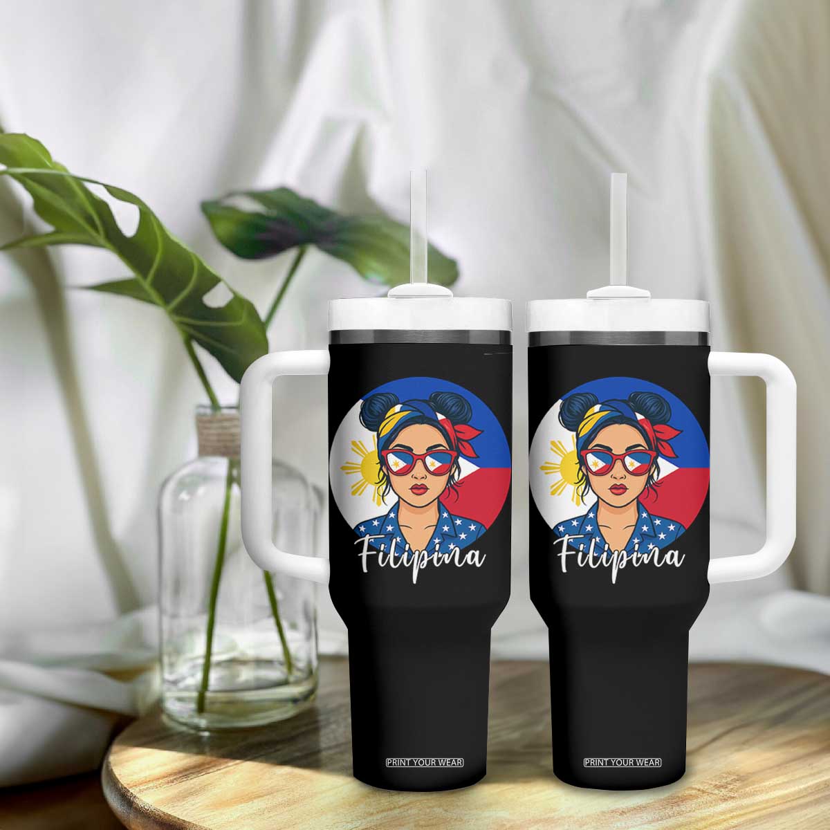 Philippines Girl Tumbler With Handle Filipina Philippines Flag Filipino Pride TS12 Print Your Wear