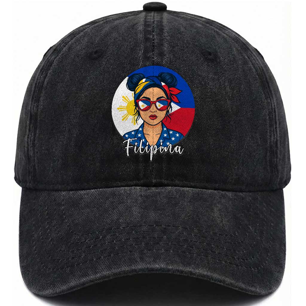 Philippines Girl Filipina Washed Cotton Baseball Cap Flag Filipino Pride TS12 Print Your Wear