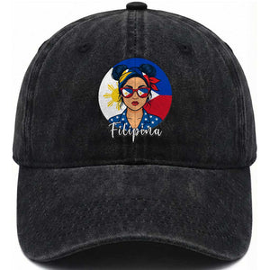 Philippines Girl Filipina Washed Cotton Baseball Cap Flag Filipino Pride TS12 Print Your Wear